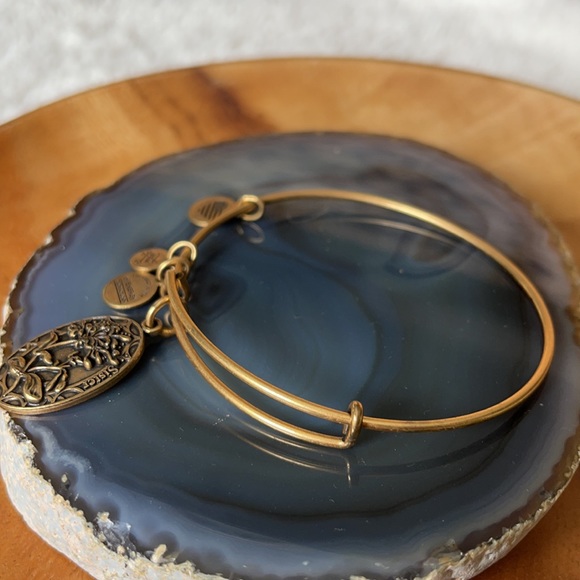 Alex and Ani Sister Charm Bangle Bracelet Gold Adjustable - Picture 2 of 5